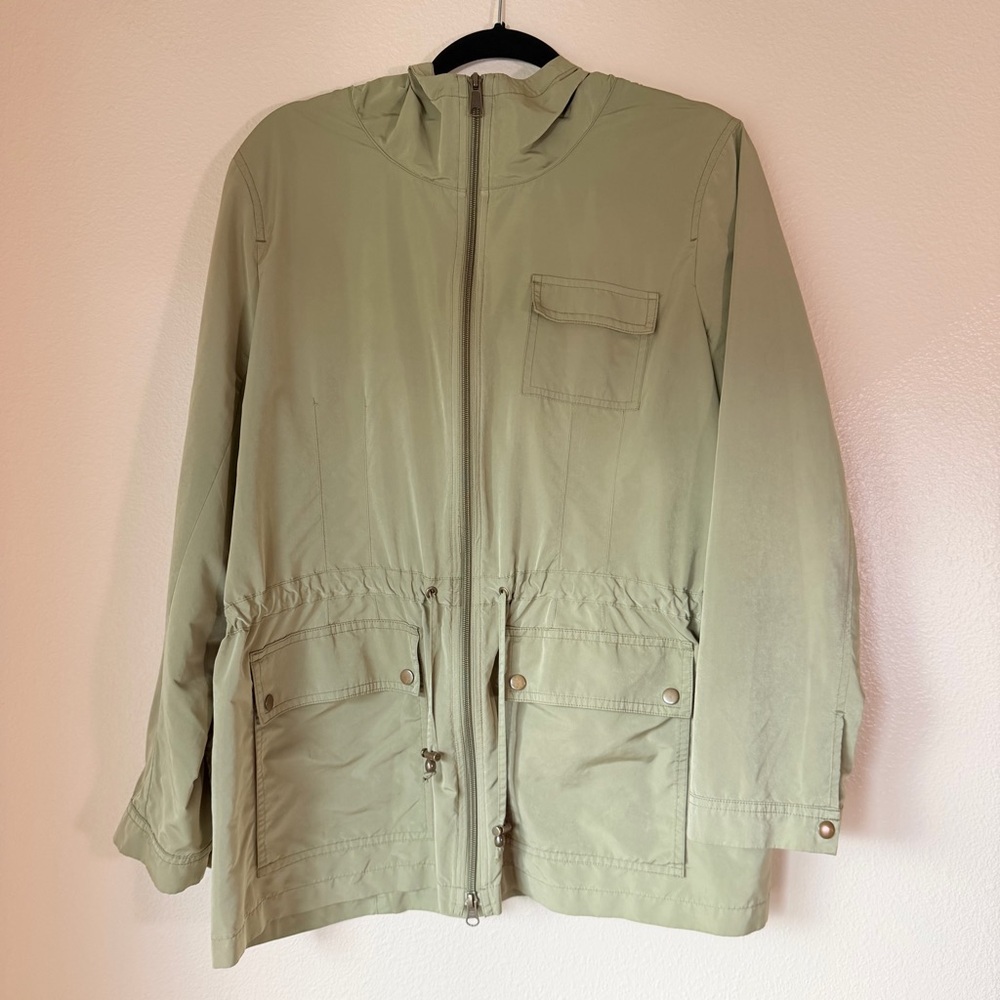J. Jill Olive Green Hooded Utility Jacket, Large